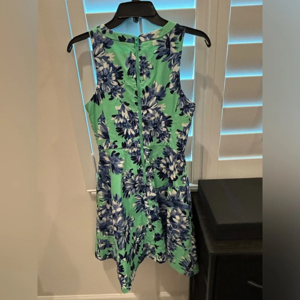 J.Crew Green Blue Floral Dress Fit and Flare Size 2